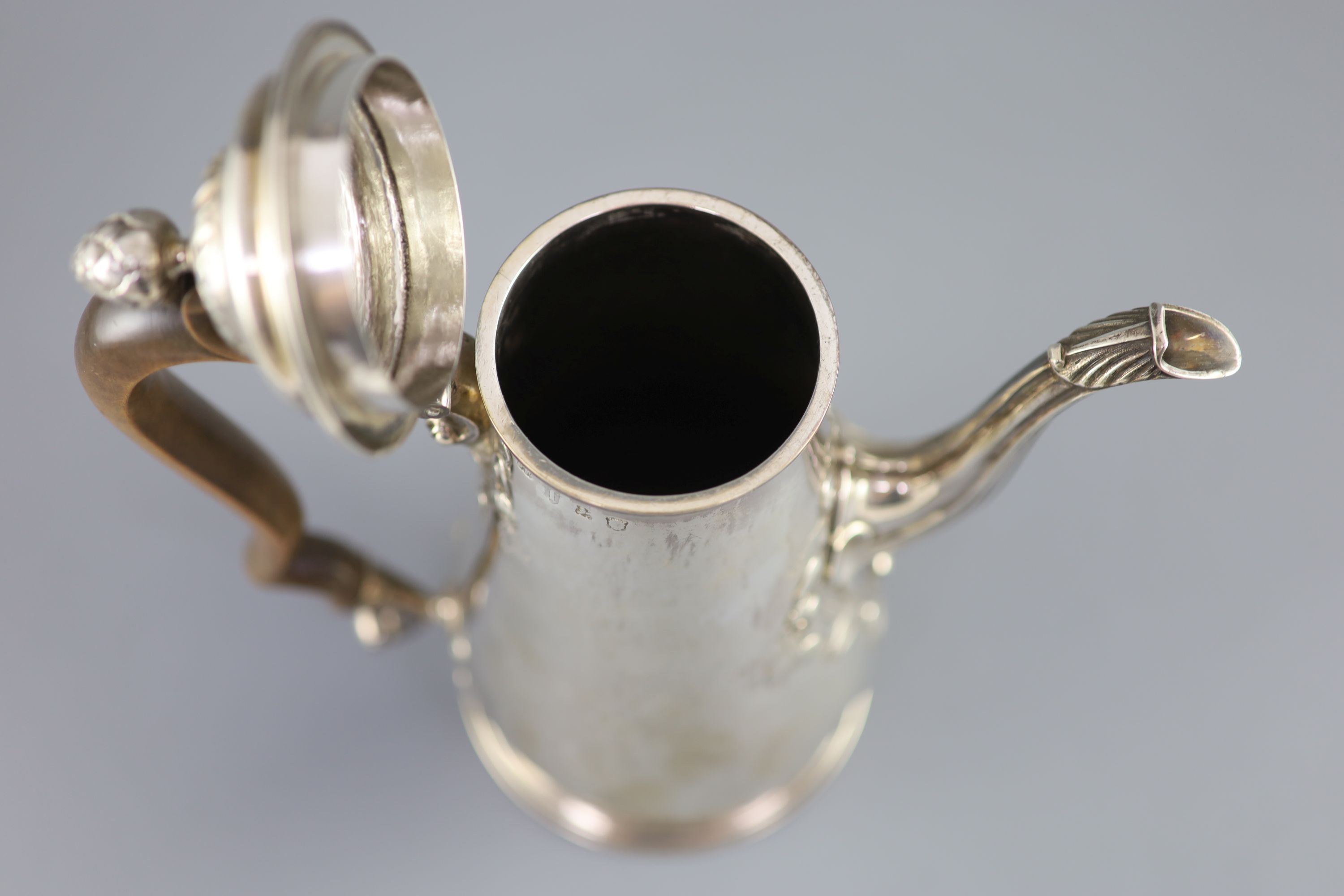 A George II silver coffee pot by Alexander Johnston